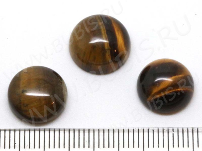 Кабошон каменный 031 Круг 12*12*5мм Тигровый глаз (камни)
