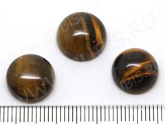 Кабошон каменный 031 Круг 12*12*5мм Тигровый глаз (камни)