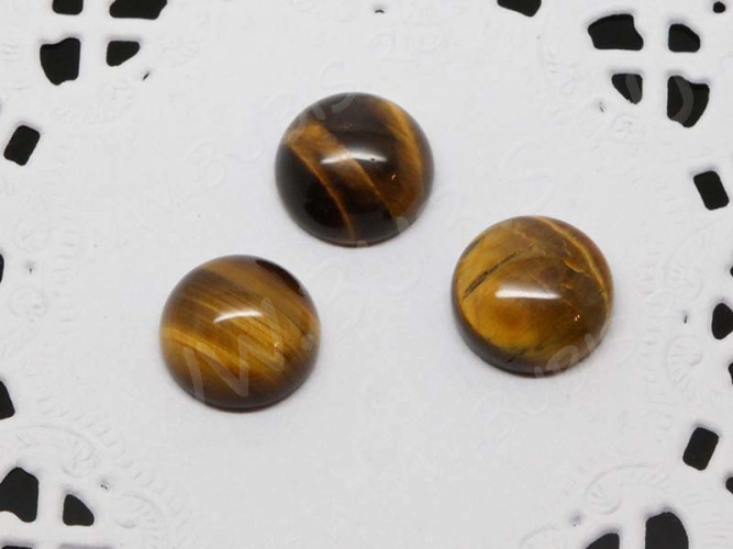 Кабошон каменный 031 Круг 12*12*5мм Тигровый глаз (камни)