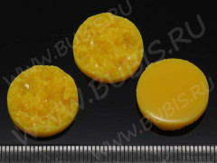 Кабошон декоративный 44 Круг имитация друзы агата с кристаллами 18*18*5мм т.жёлтый непрозрачный (резин)