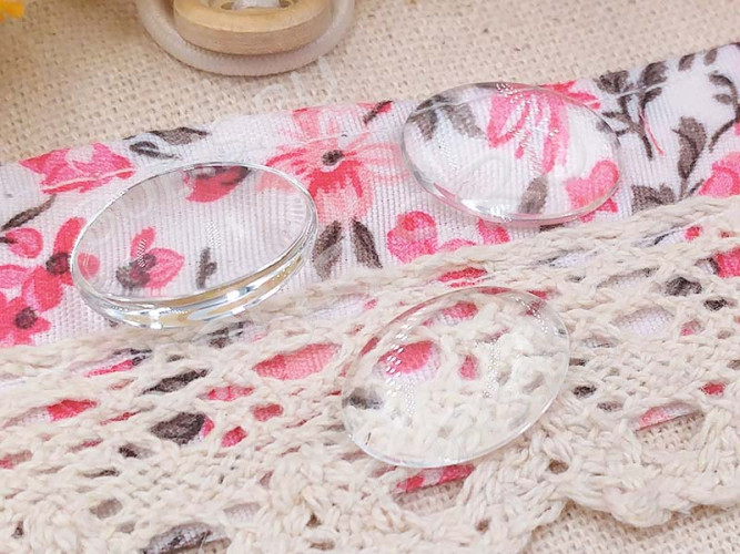 Кабошон стеклянный 14 Овал 18*13*4,5мм прозрачный (стекло)