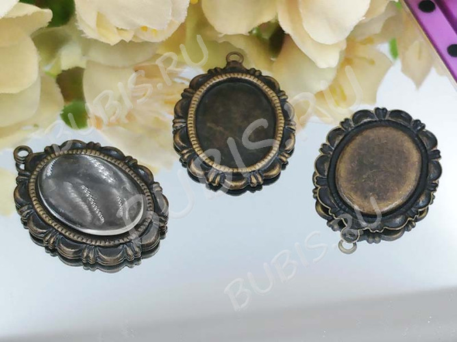 Кабошон стеклянный 14 Овал 18*13*4,5мм прозрачный (стекло)