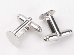 Основа (заготовка) для запонок 01 запонка с круглой площадкой 10мм 18*16мм платина (Brass) (1 пара)