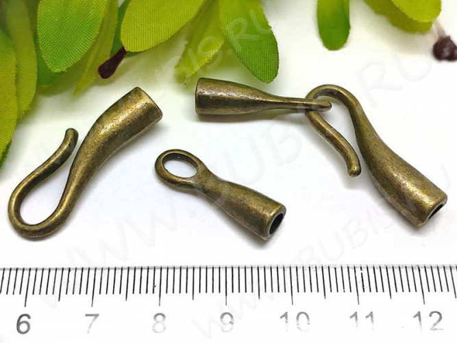 157 Тоггл-крючок для шнура 30*10,5*6,5мм и 23,5*7*6,5мм античная бронза (литьё)