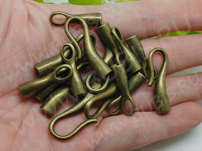 157 Тоггл-крючок для шнура 30*10,5*6,5мм и 23,5*7*6,5мм античная бронза (литьё)