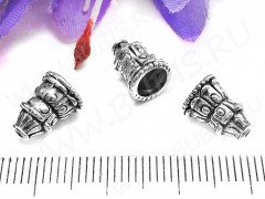 (СКИДКИ!!!) 234 Шапочка Конус концевик 10*7,5*7,5мм античное серебро (литьё) (10шт.)