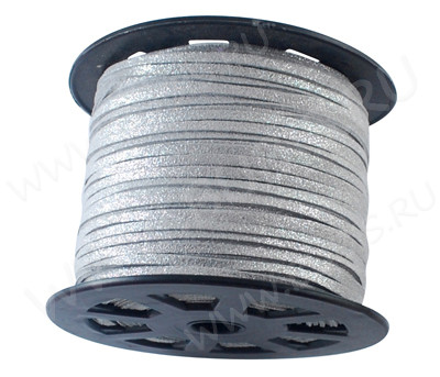 Замшевый шнур 07 плоский 3*1,5мм серо-серебристый (1м)