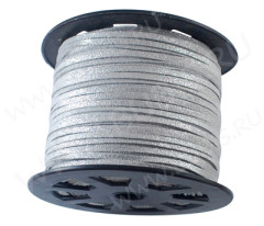 Замшевый шнур 07 плоский 3*1,5мм серо-серебристый (1м)