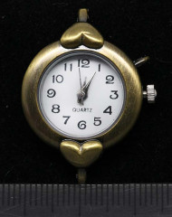 Заготовка для часов 114 Округлая с сердечками 32,5*24,5*8мм античная бронза+белый (часы)