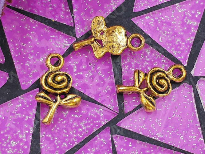 (СКИДКИ!!!) Подвеска Роза 02 15*9*2мм античное золото (литьё) (10шт.)