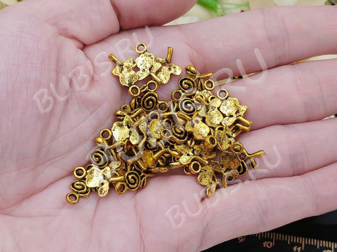 (СКИДКИ!!!) Подвеска Роза 02 15*9*2мм античное золото (литьё) (10шт.)