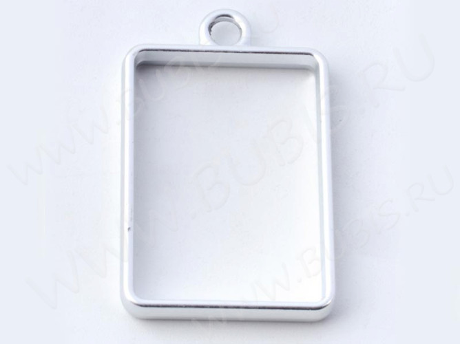 Подвеска Рамка 02 Прямоугольник 34*21*3,6мм матовая серебристая (литьё)