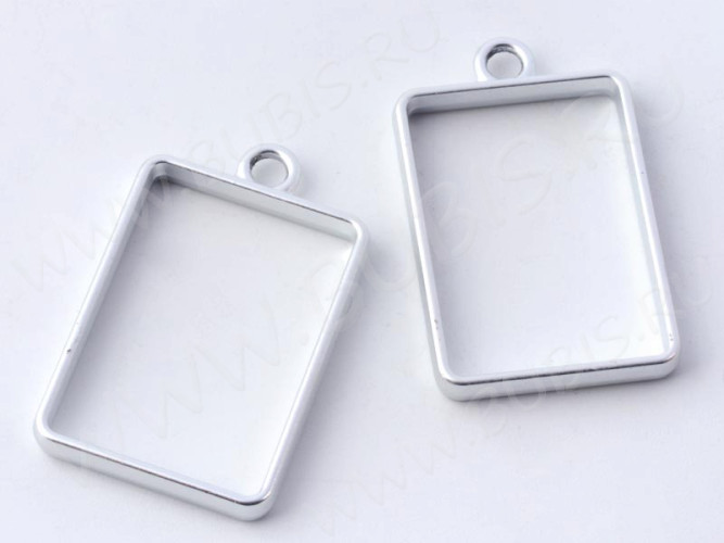 Подвеска Рамка 02 Прямоугольник 34*21*3,6мм матовая серебристая (литьё)
