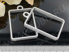 Подвеска Рамка 02 Прямоугольник 34*21*3,6мм матовая серебристая (литьё)