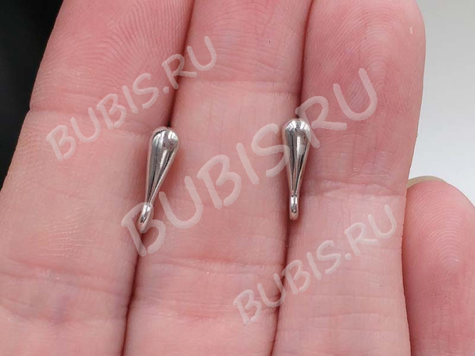 Пуссеты ("гвоздики") №157 Капля 12*11,5*3,5мм цвет платины (Brass с родированием) (1 пара)