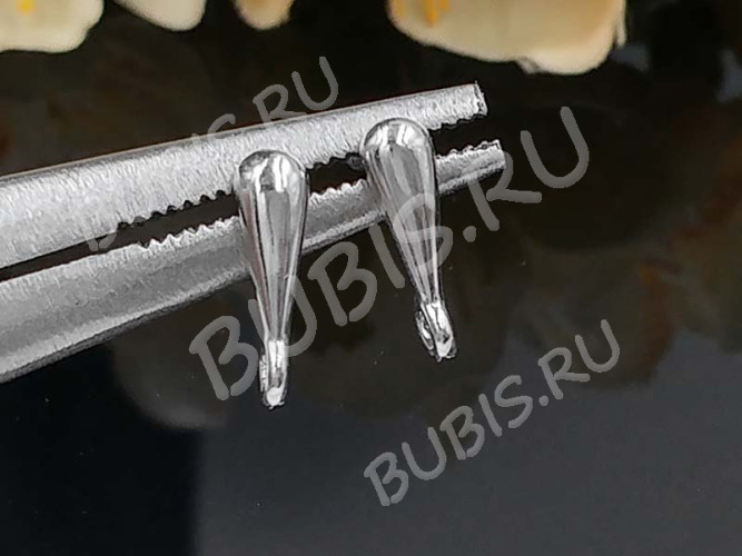 Пуссеты ("гвоздики") №157 Капля 12*11,5*3,5мм цвет платины (Brass с родированием) (1 пара)