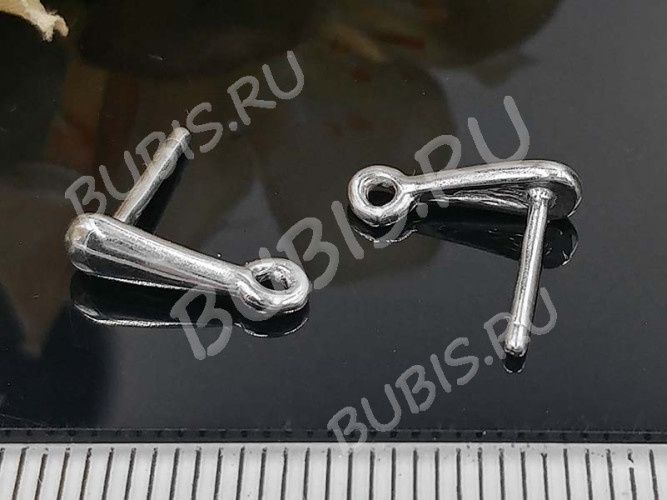 Пуссеты ("гвоздики") №157 Капля 12*11,5*3,5мм цвет платины (Brass с родированием) (1 пара)