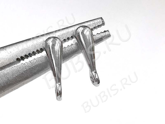 Пуссеты ("гвоздики") №157 Капля 12*11,5*3,5мм цвет платины (Brass с родированием) (1 пара)