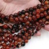 Купить (ОПТ) Бусина округлая ГЛАДКАЯ 10мм Агат Мадагаскарский коньячно-т.коричневый (камни) (НИТЬ) с доставкой по России