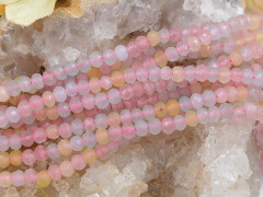 (ОПТ) Бусина каменная Рондель 33 ГРАНЁНЫЙ 4*4*2,5мм Кварц тонированный МИКС (камни) (НИТЬ)