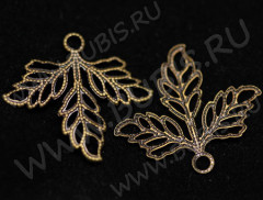 Мониста Лист 04 средний ажурный 27*23мм античная бронза(Iron) (имитация скани)