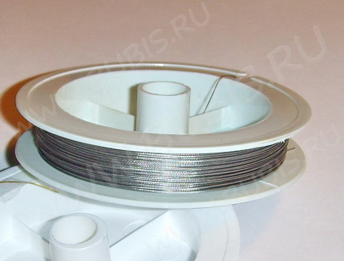 (СКИДКИ!!!) Ювелирный тросик 035-50 Ланка Струна 0,35мм цвета платины (серебристый) (катушка ок. 50м)