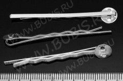 Основа (заготовка) для заколки №23 &quot;невидимка&quot; с платформой 8мм 50*8*4,8мм серебристая (Iron)