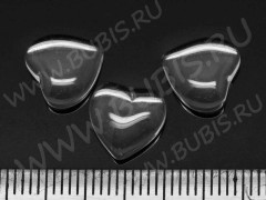 Кабошон стеклянный 23 Сердечко 10*10*3,5мм прозрачное (стекло)(10шт)