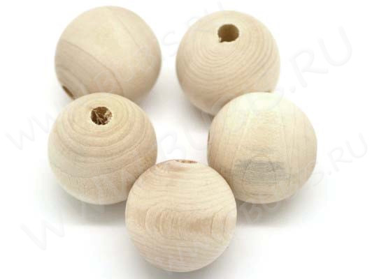 Бусина Округлая 18мм натуральная неокрашенная (дерево) (10шт.)
