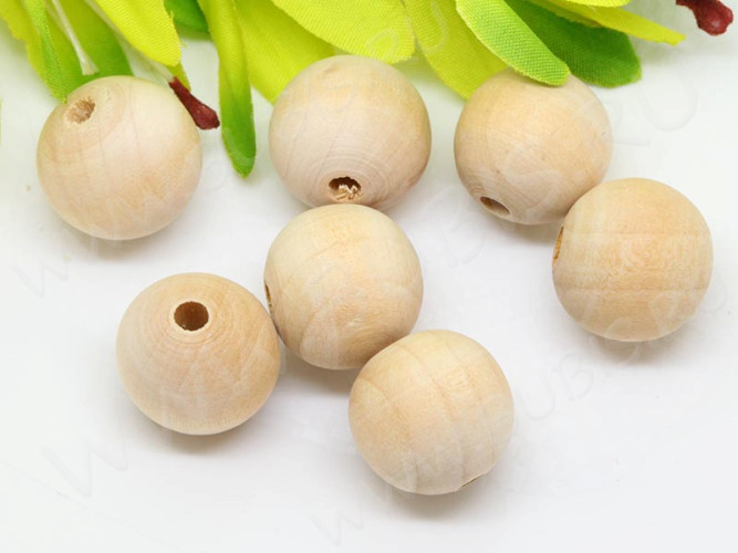 Бусина Округлая 18мм натуральная неокрашенная (дерево) (10шт.)