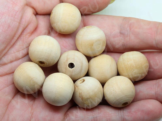 Бусина Округлая 18мм натуральная неокрашенная (дерево) (10шт.)