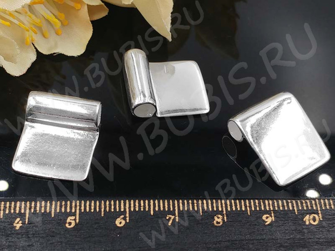 Бейл для приклеивания 10 Квадрат 19*16*6,5мм серебристый (Brass)