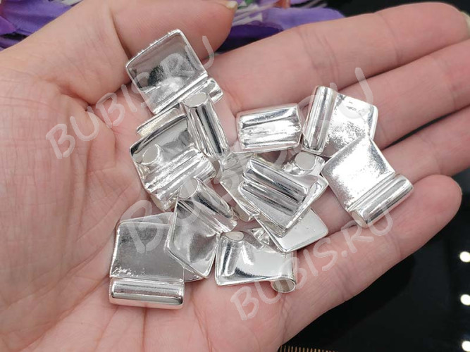 Бейл для приклеивания 10 Квадрат 19*16*6,5мм серебристый (Brass)