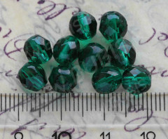 Овальные гранёные бусины 7*6мм изумрудные прозрачные (стекло) (10шт.)