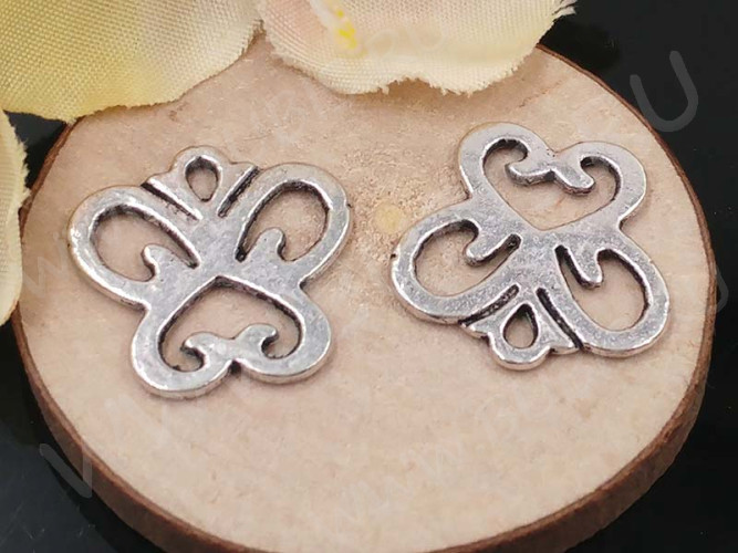 (СКИДКИ!!!) Подвеска Бабочка 19 двусторонняя 16*15*1мм античное серебро (литьё) (10шт.)