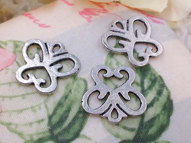 (СКИДКИ!!!) Подвеска Бабочка 19 двусторонняя 16*15*1мм античное серебро (литьё) (10шт.)