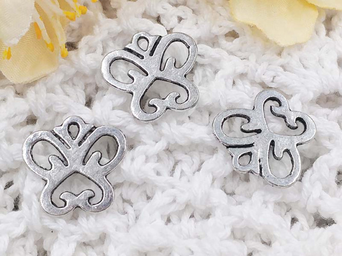 (СКИДКИ!!!) Подвеска Бабочка 19 двусторонняя 16*15*1мм античное серебро (литьё) (10шт.)