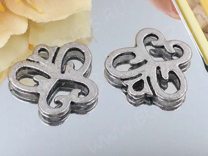 (СКИДКИ!!!) Подвеска Бабочка 19 двусторонняя 16*15*1мм античное серебро (литьё) (10шт.)