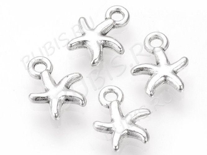 Подвеска Морская звезда 09 13*10*2,4мм античное серебро (литьё)