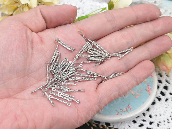 344 Коннектор палочка с огранкой прямая 17*2,3*1,5мм цвет платины (Iron) (10шт.)