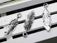 Подвеска Пёрышко 13 3D двойное 29,5*8*2,5мм античное серебро (литьё)