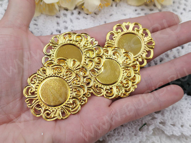 (СКИДКИ!!!) Подвеска-сеттинг Круг 44 коннектор (сеттинг 18мм) 36*35,5*0,7мм золотистый (Iron) (10шт.)