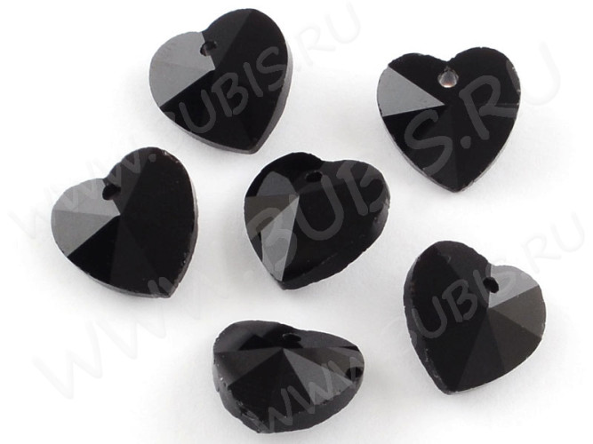 Хрустальная подвеска 13 Сердечко 10*10*5мм чёрное (имитация Сваровски)