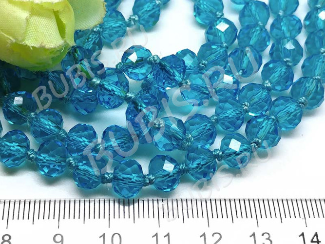 Бусина Абакус гранёный 8*8*5,5мм Хрусталь т.голубой прозрачный (имитация Сваровски)