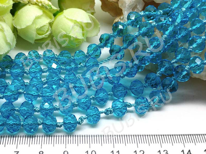 Бусина Абакус гранёный 8*8*5,5мм Хрусталь т.голубой прозрачный (имитация Сваровски)