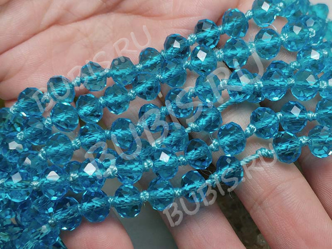 Бусина Абакус гранёный 8*8*5,5мм Хрусталь т.голубой прозрачный (имитация Сваровски)