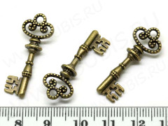 Подвеска Ключик 43 3D ажурный 31,5*11,5*5мм античная бронза (литьё)