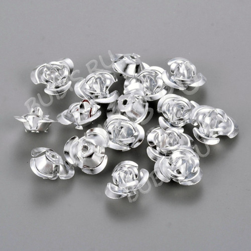 Бусина Цветочек 04 3D 12*12*7мм серебристый (алюминий) (30шт.)