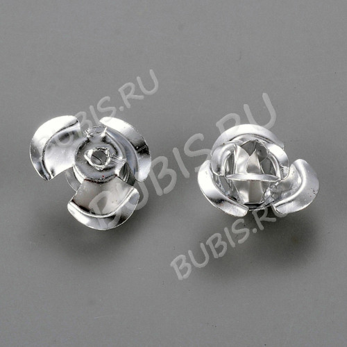 Бусина Цветочек 04 3D 12*12*7мм серебристый (алюминий) (30шт.)