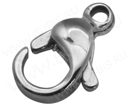 (ОПТ) Замочек карабин №086 13*8,5*4мм цвет платины (Хирургическая сталь)(100шт)